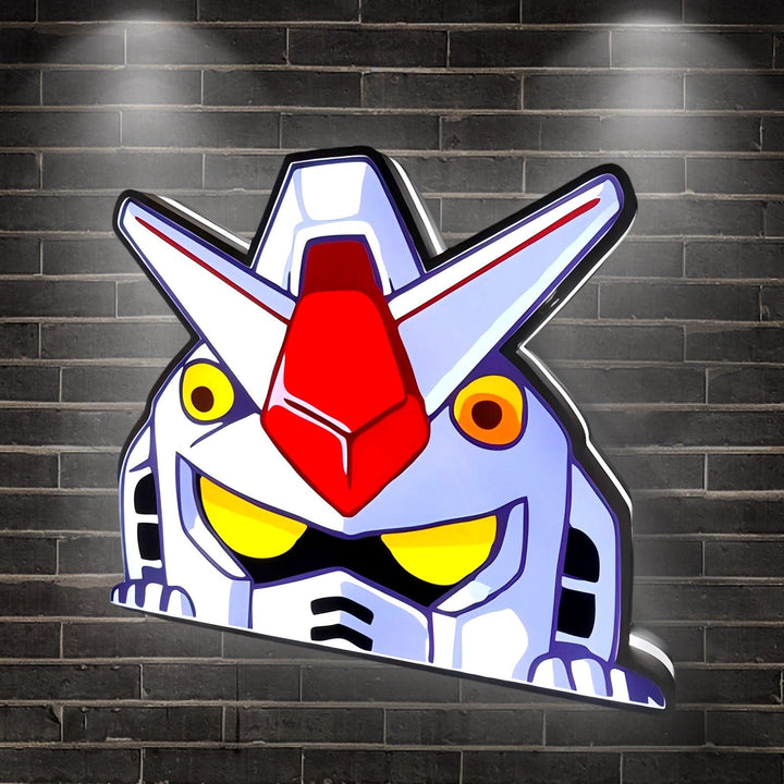 Mobile Suit Gundam Logo LED Nightlight Gift 3D Print Desktop Lightbox Illuminated Gaming Room Sign