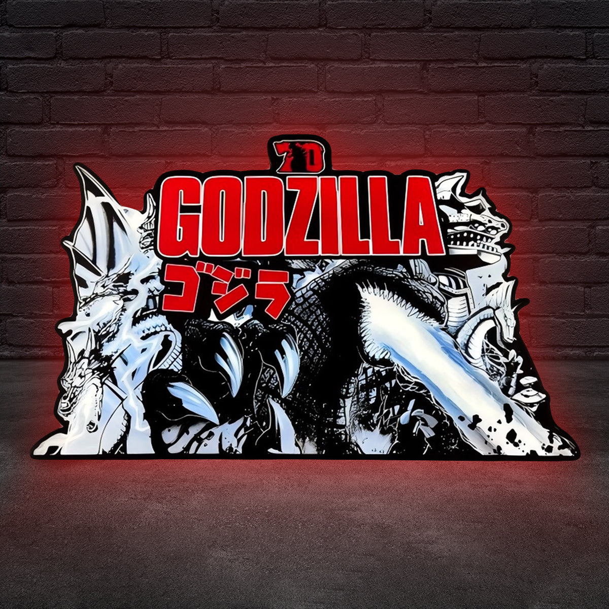 Godzilla 70th Anniversary Pinball Topper 3D Printed LED Lightbox, Arcade Game Led Lightbox, Pinball Arcade Decor