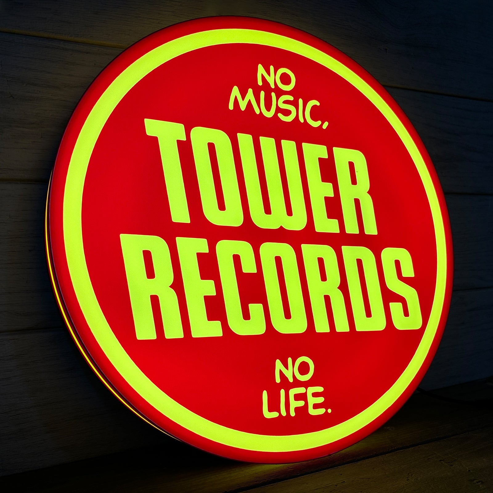 Tower Records LED Lightbox Pas de musique, pas de vie Vintage Records Store Panneau LED