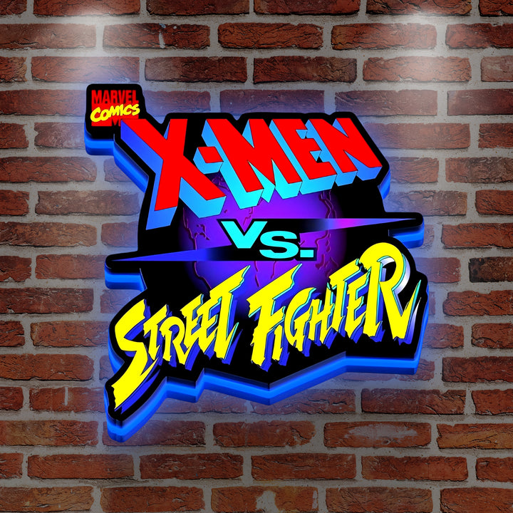 X-MAN VS Street Fight Marvel Boîte à lumière LED imprimée en 3D pour la décoration de la salle de jeu