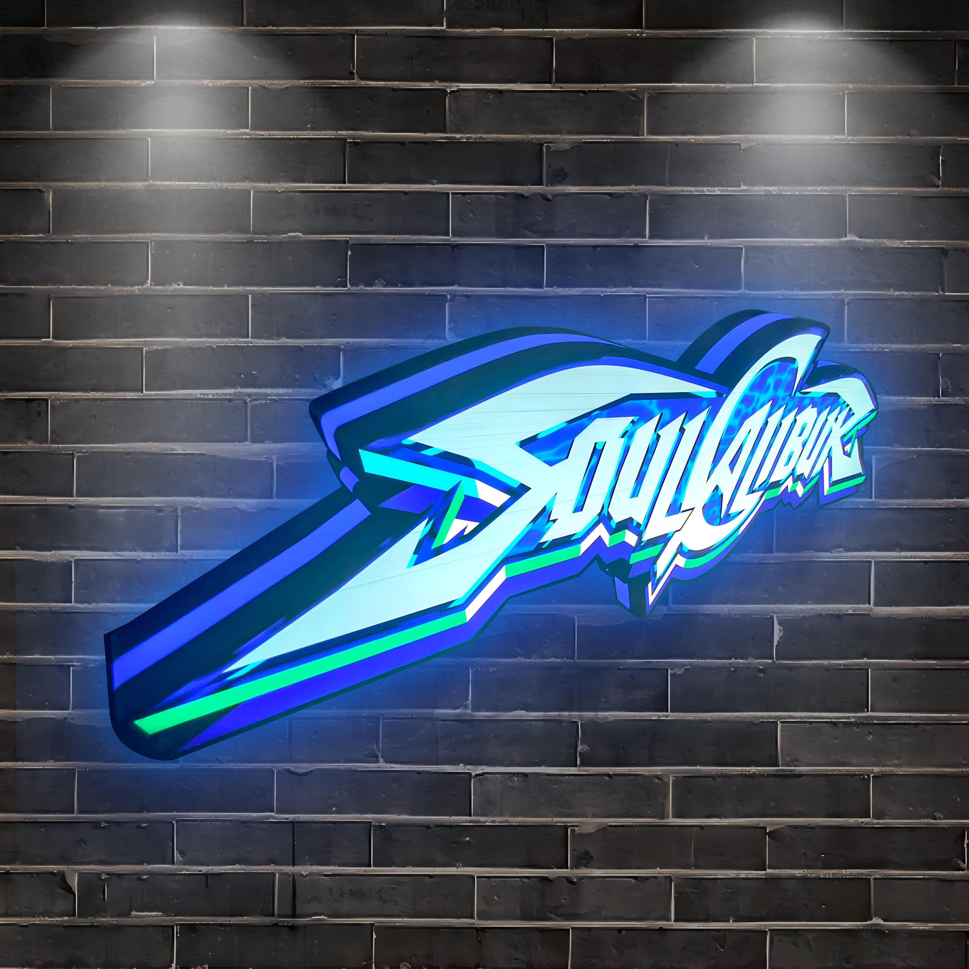 Soul Calibur Boîte à lumière LED imprimée en 3D pour la décoration de la salle de jeux