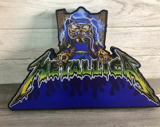 Metallica with Sparky's Electric Chair Pinball Topper 3D Printed Lightbox, USB plug Dimmer, Pinball Arcade Decor, Arcade Game Lightbox