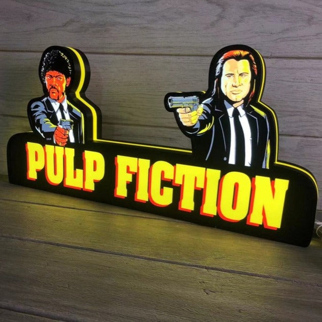 Pulp Fiction Pinball Topper Vincent & Jules 3D Printed Dome Light LED Light Box for Pinball Machine, Game Room Decor Illuminate Your Game Room