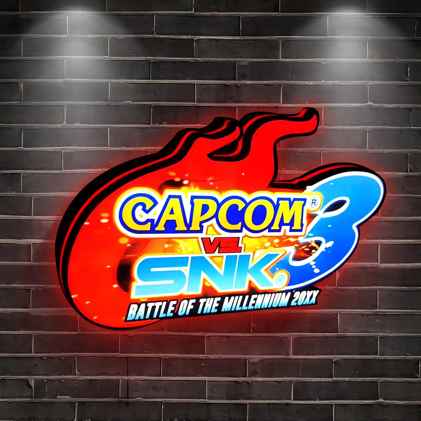 SNK vs Capcom, boîte à lumière LED d'arcade classique, décorations d'arcade de jeu de combat classique, décoration de flipper à boîte lumineuse LED