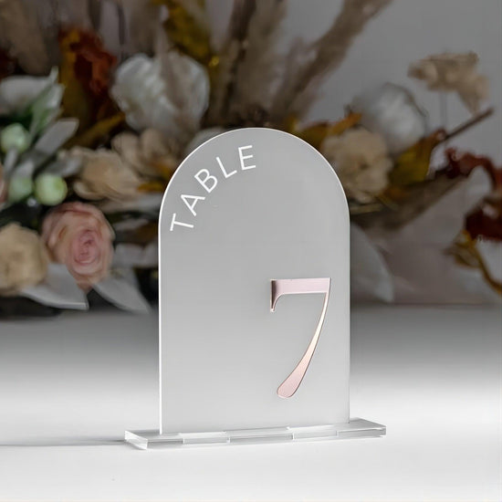 Frosted Acrylic Arch Table Numbers Frosted Acrylic Sign Wedding Table Decor