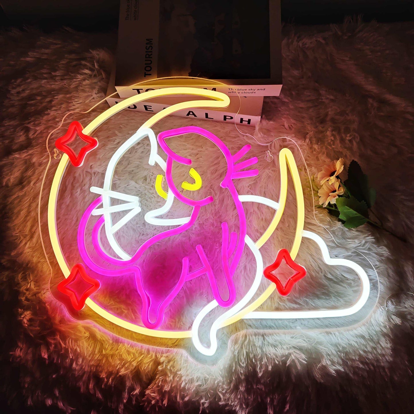 Sailor Moon Luna Cat Neon Sign Magic Cat Decoration for Girl's Room - FYLZGO Signs