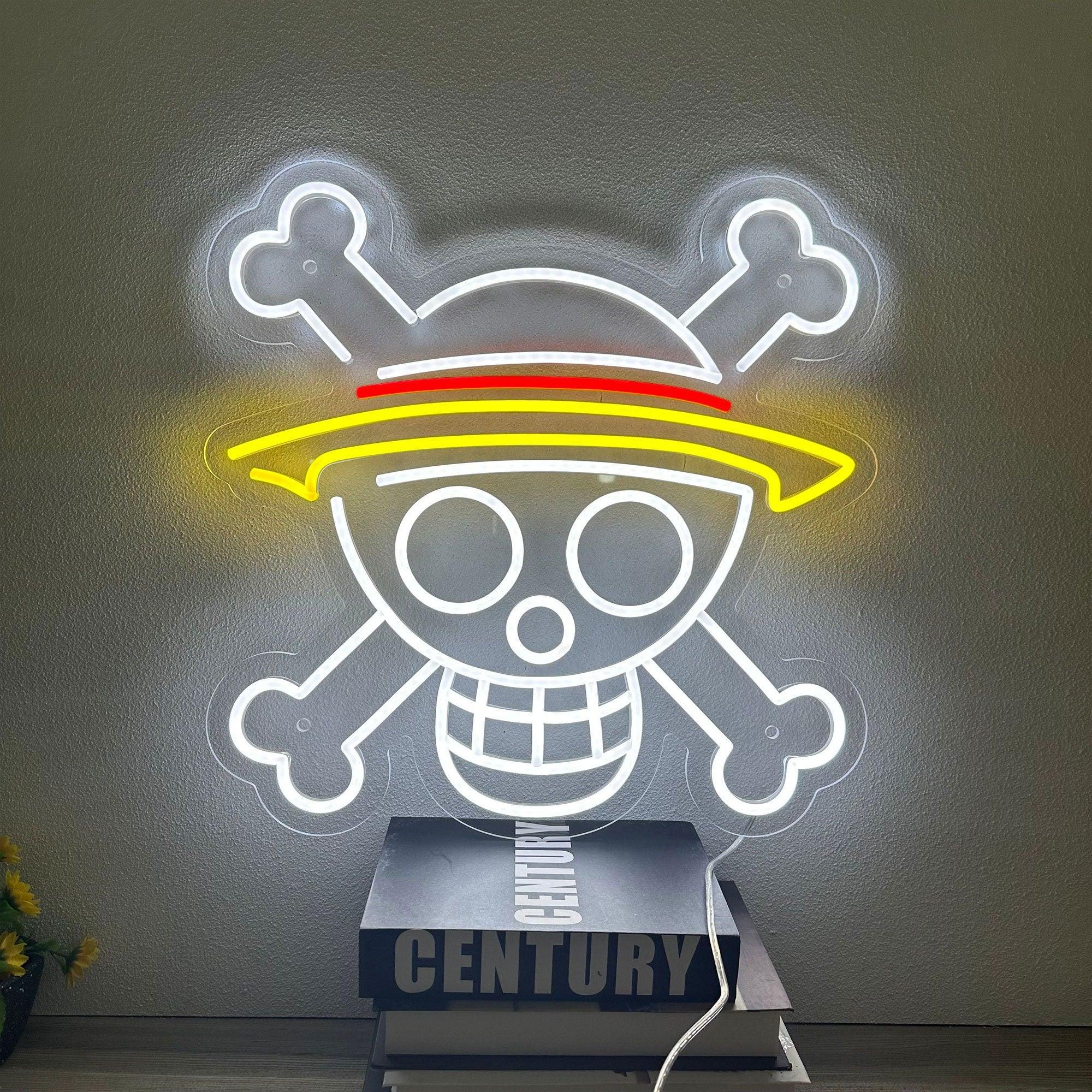 One Piece Skull Anime Neon Sign Skull Head LED Light Wall Decor - FYLZGO Signs