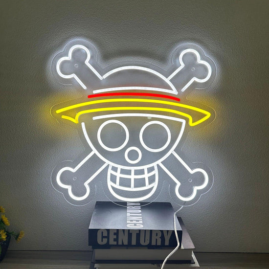 One Piece Skull Anime Neon Sign Skull Head LED Light Wall Decor - FYLZGO Signs