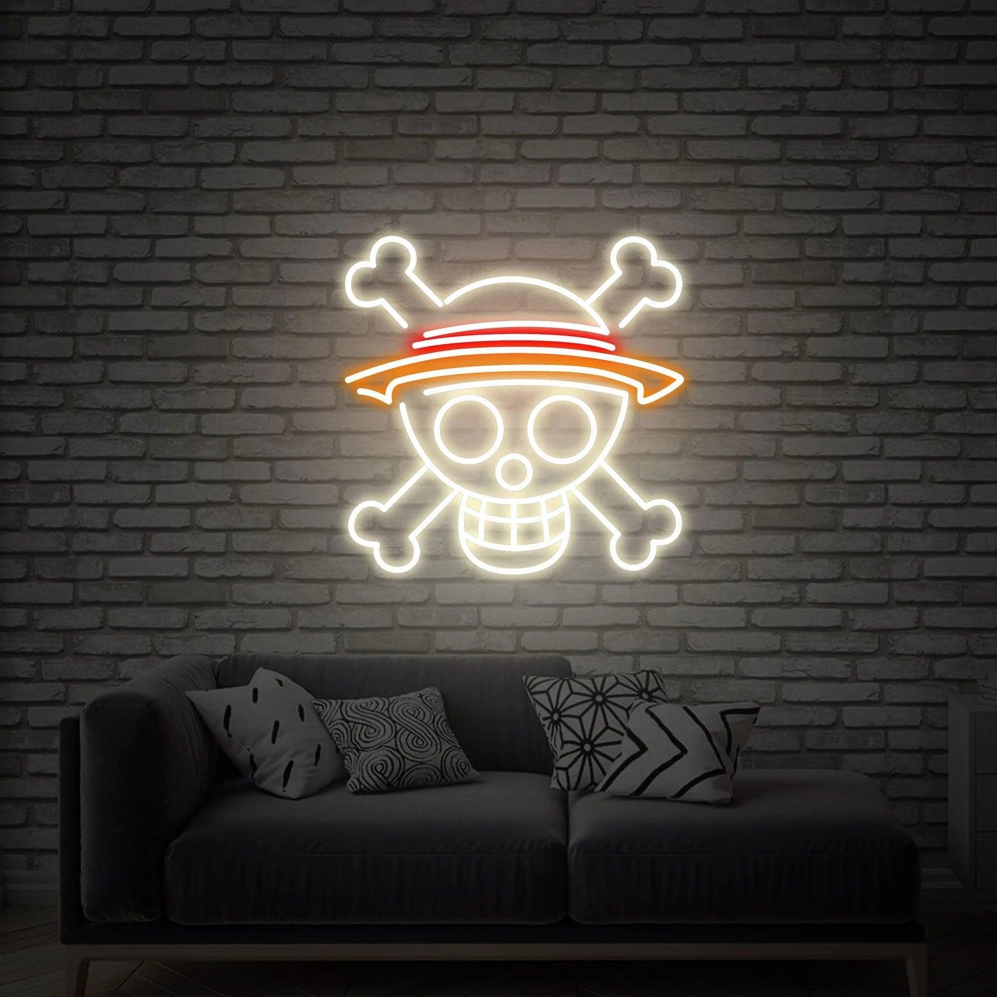 One Piece Skull Anime Neon Sign Skull Head LED Light Wall Decor - FYLZGO Signs