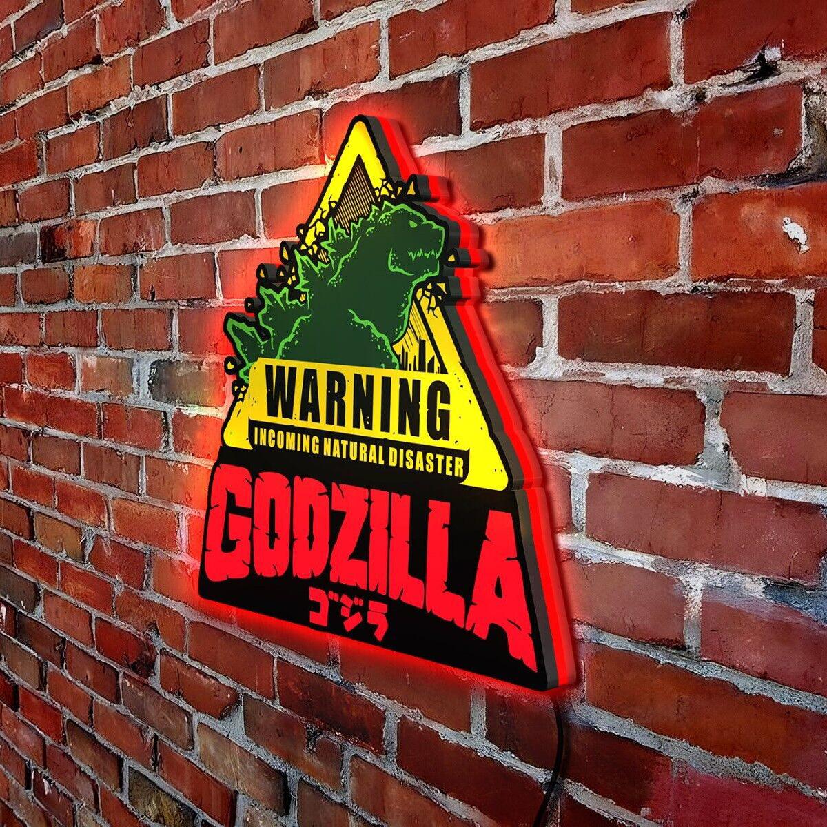 Ultra Rare Godzilla Warning Pinball Top LED Light Box Limited Edition - FYLZGO Signs