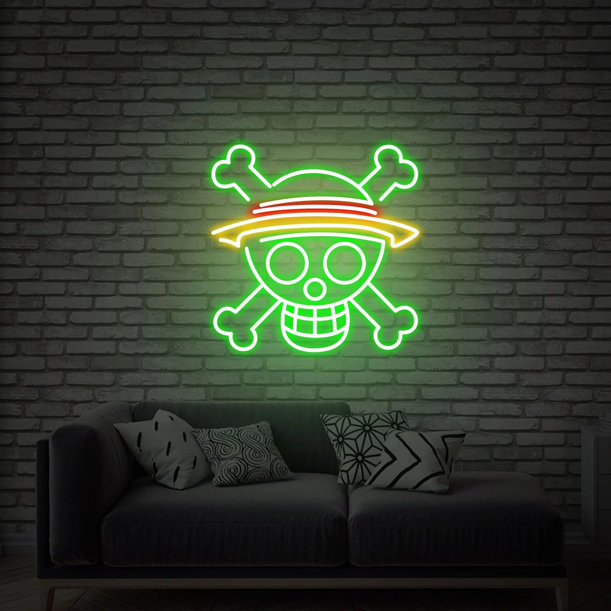 One Piece Skull Anime Neon Sign Skull Head LED Light Wall Decor - FYLZGO Signs