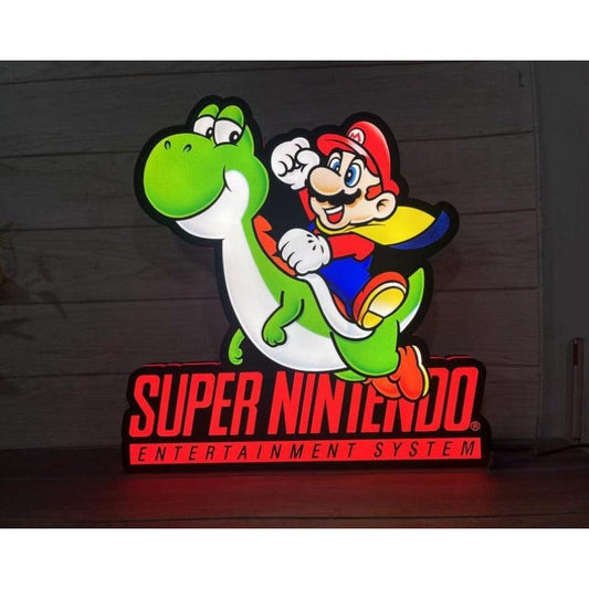 Classic Nintendo Super Mario & Yoshi LED Light Box, Perfect for Game Room, Super Mario Sign for Man Cave, Functional Dimmer, 5V, USB Plug In - FYLZGO Signs