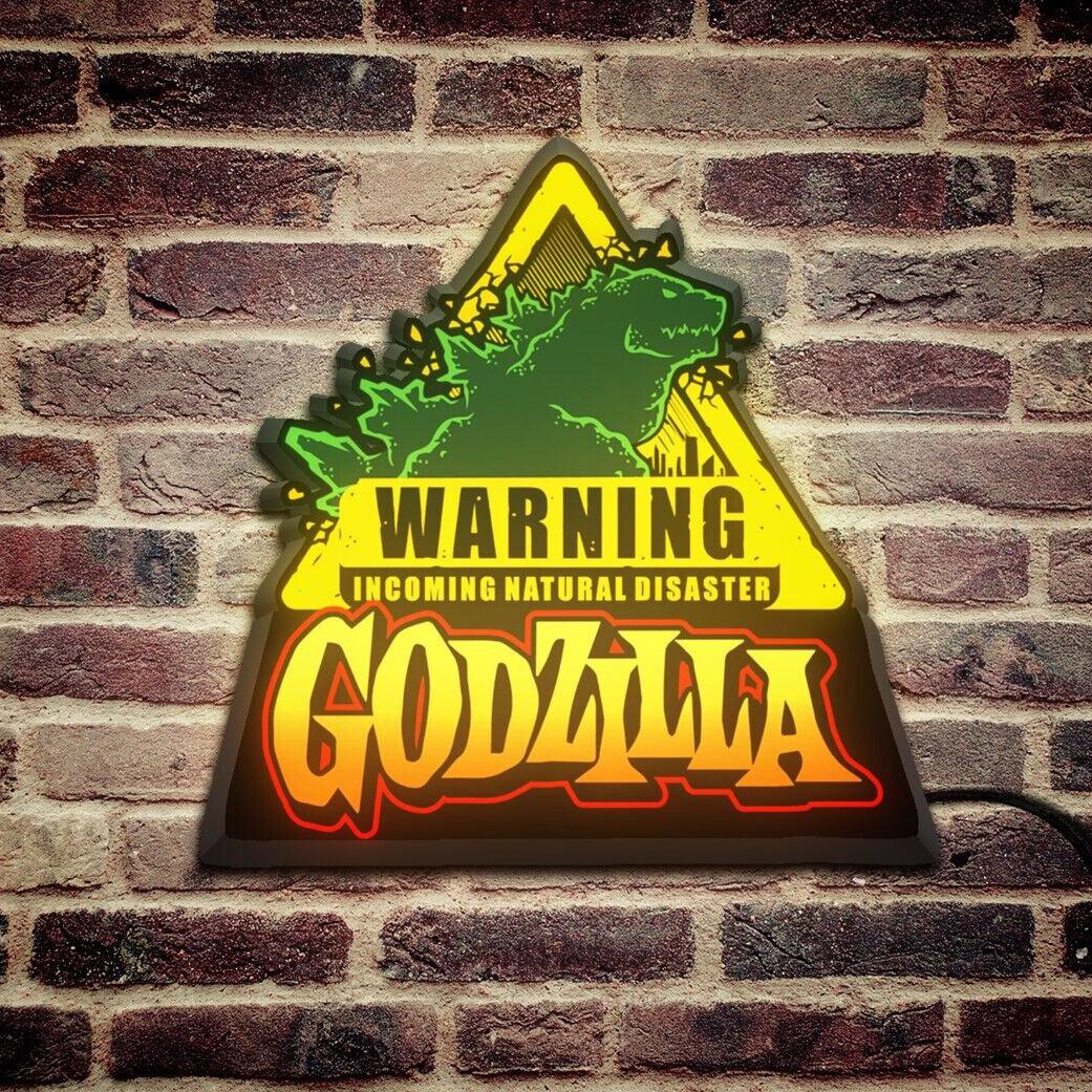 Ultra Rare Godzilla Warning Pinball Top LED Light Box Limited Edition - FYLZGO Signs