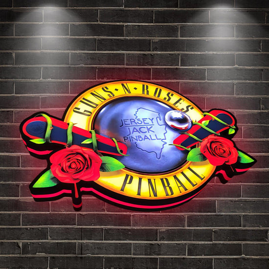 Custom Guns N' Roses by Jersey Jack Pinball 3D Logo Business Lightbox Nightlight Sign