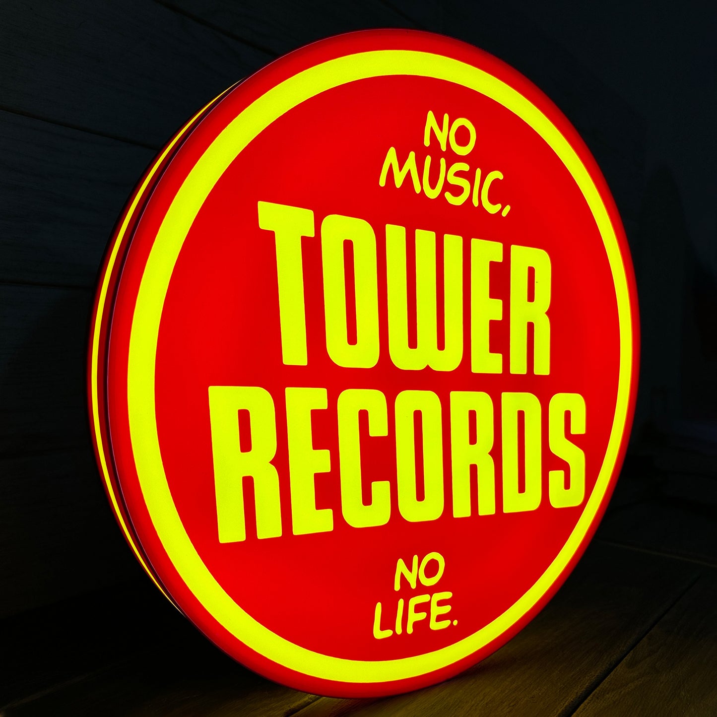 Tower Records LED Lightbox Pas de musique, pas de vie Vintage Records Store Panneau LED