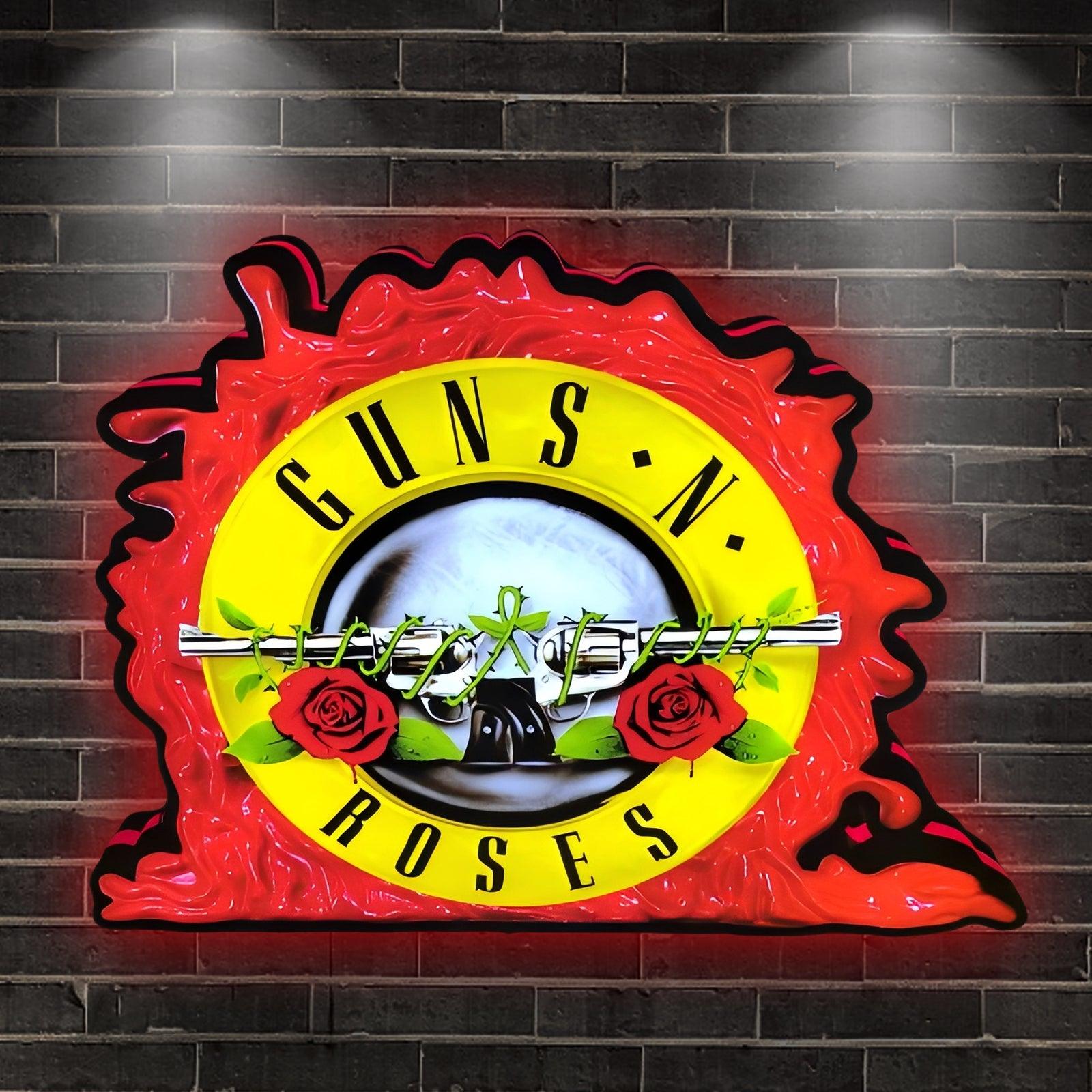 Custom Guns N' Roses by Jersey Jack Pinball 3D Logo Business Lightbox Nightlight Sign