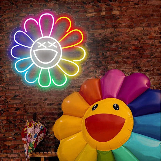 Takashi Murakami Flower Anime Neon Sign Sunflower Room Led Neon Light - FYLZGO Signs