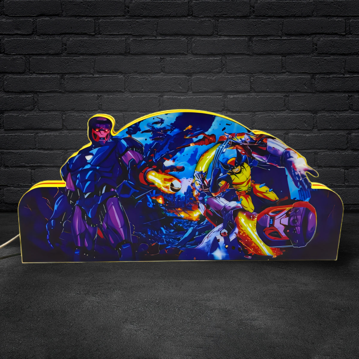 X-Men Pinball Topper 3D Pinted Lightbox, Wolverine vs. Sentinel LED Lightbox, For X-Men Pinball Arcade Game Fans, Game Rooom Decor