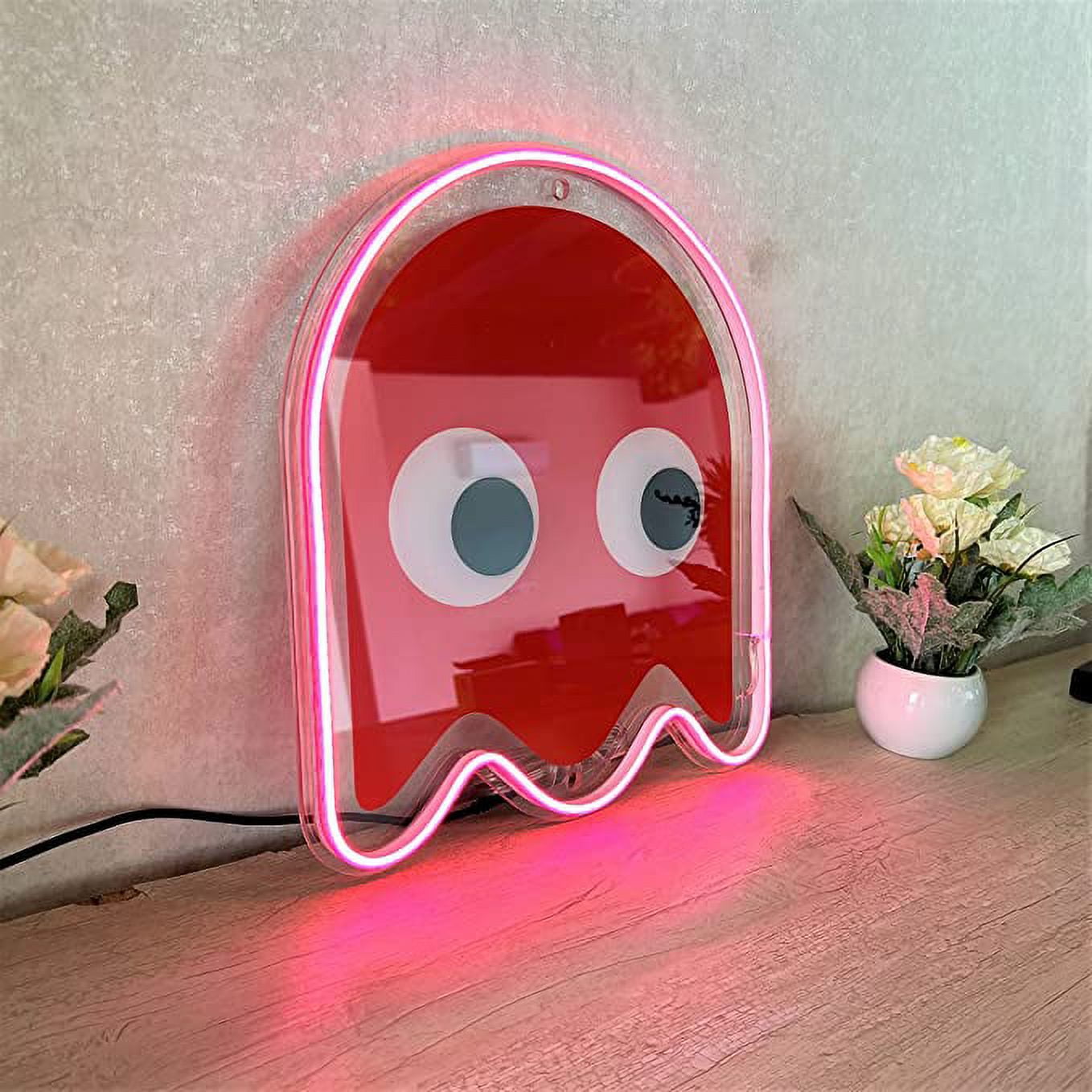 Enseigne au néon imprimée UV Pac Man Ghost 12" x 13" lumières pour les décorations de salle de jeux.