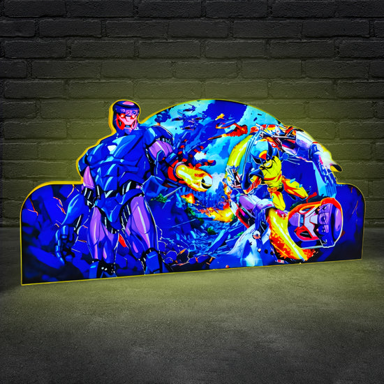 X-Men Pinball Topper 3D Pinted Lightbox, Wolverine vs. Sentinel LED Lightbox, For X-Men Pinball Arcade Game Fans, Game Rooom Decor