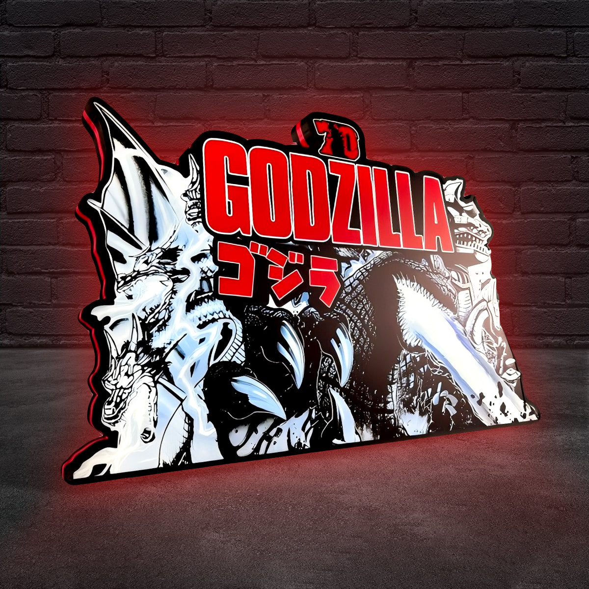 Godzilla 70th Anniversary Pinball Topper 3D Printed LED Lightbox, Arcade Game Led Lightbox, Pinball Arcade Decor