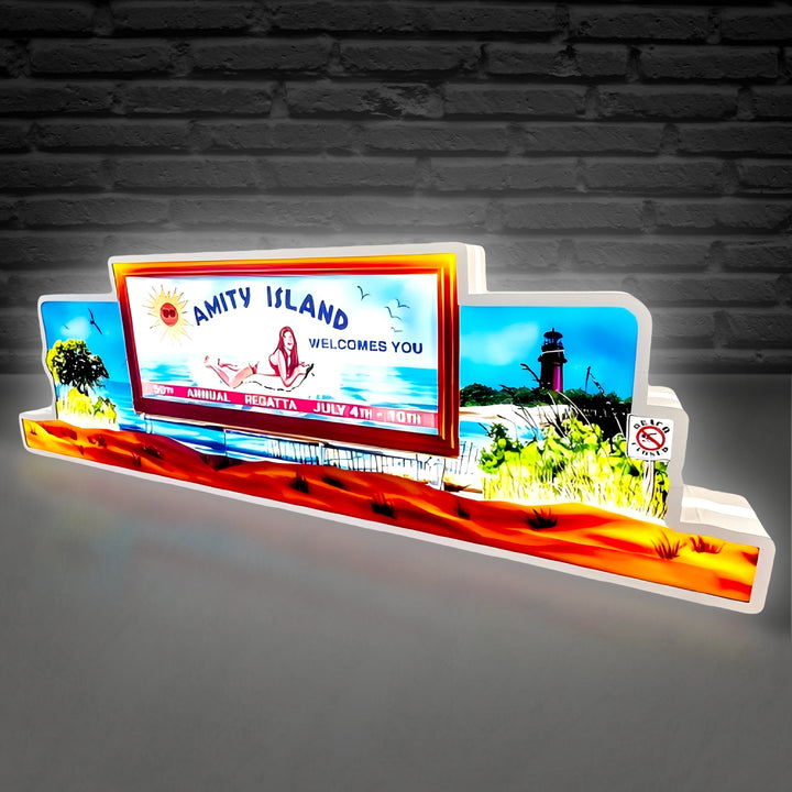 New Arrival exclusive Jaws Pinball Topper Amity Island 3D printed lightbox , Dimmable, and USB powered