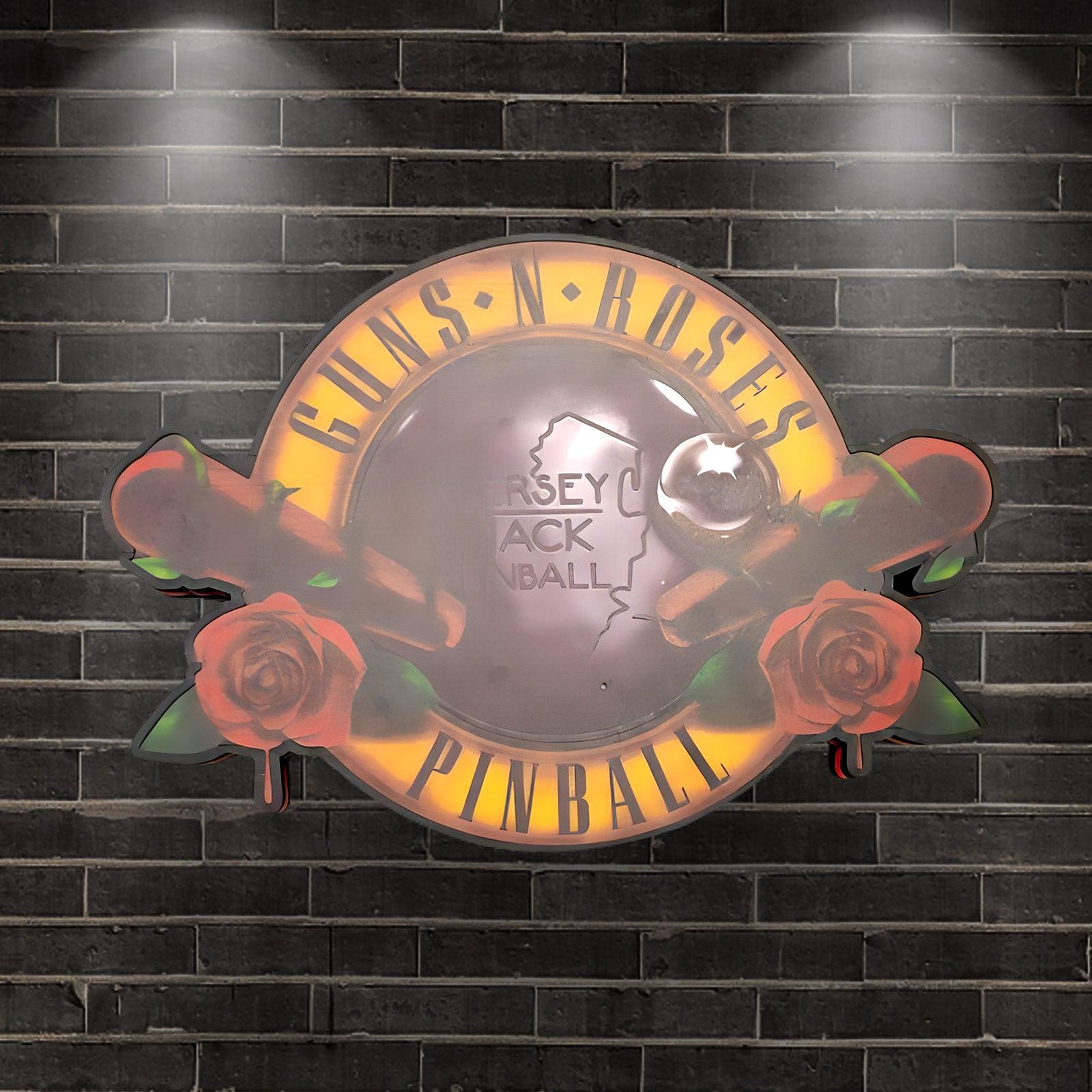 Custom Guns N' Roses by Jersey Jack Pinball 3D Logo Business Lightbox Nightlight Sign