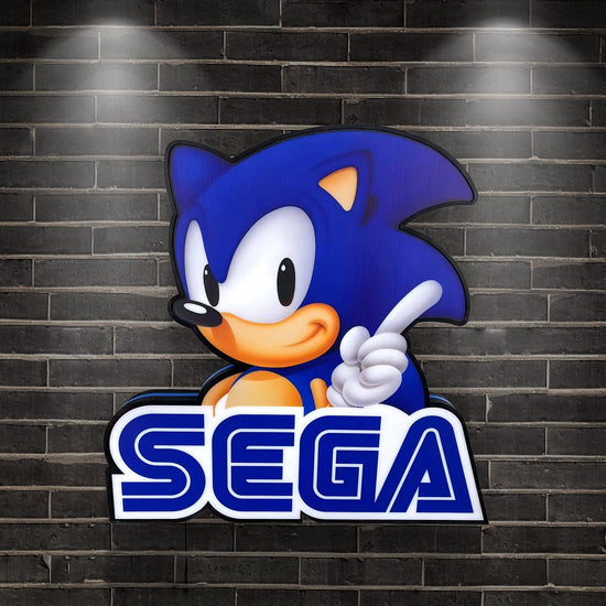 Soni the Hedgehog SEG Logo 3D LED Light Box, SEG Sign Lightbox, Perfect for Game Room, Bedroom, Functional Dimmer, 5V, USB Plug In