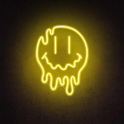 Melting Smiley Face Emoji Neon Sign Happy Face Led Art Neon Light - FYLZGO Signs