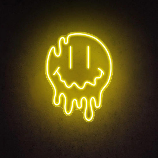 Melting Smiley Face Emoji Neon Sign Happy Face Led Art Neon Light - FYLZGO Signs