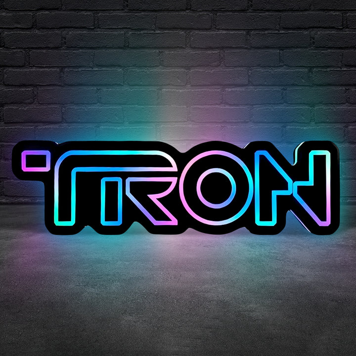 TRON Legacy style 3D Printed RGB LED illuminated wall sign