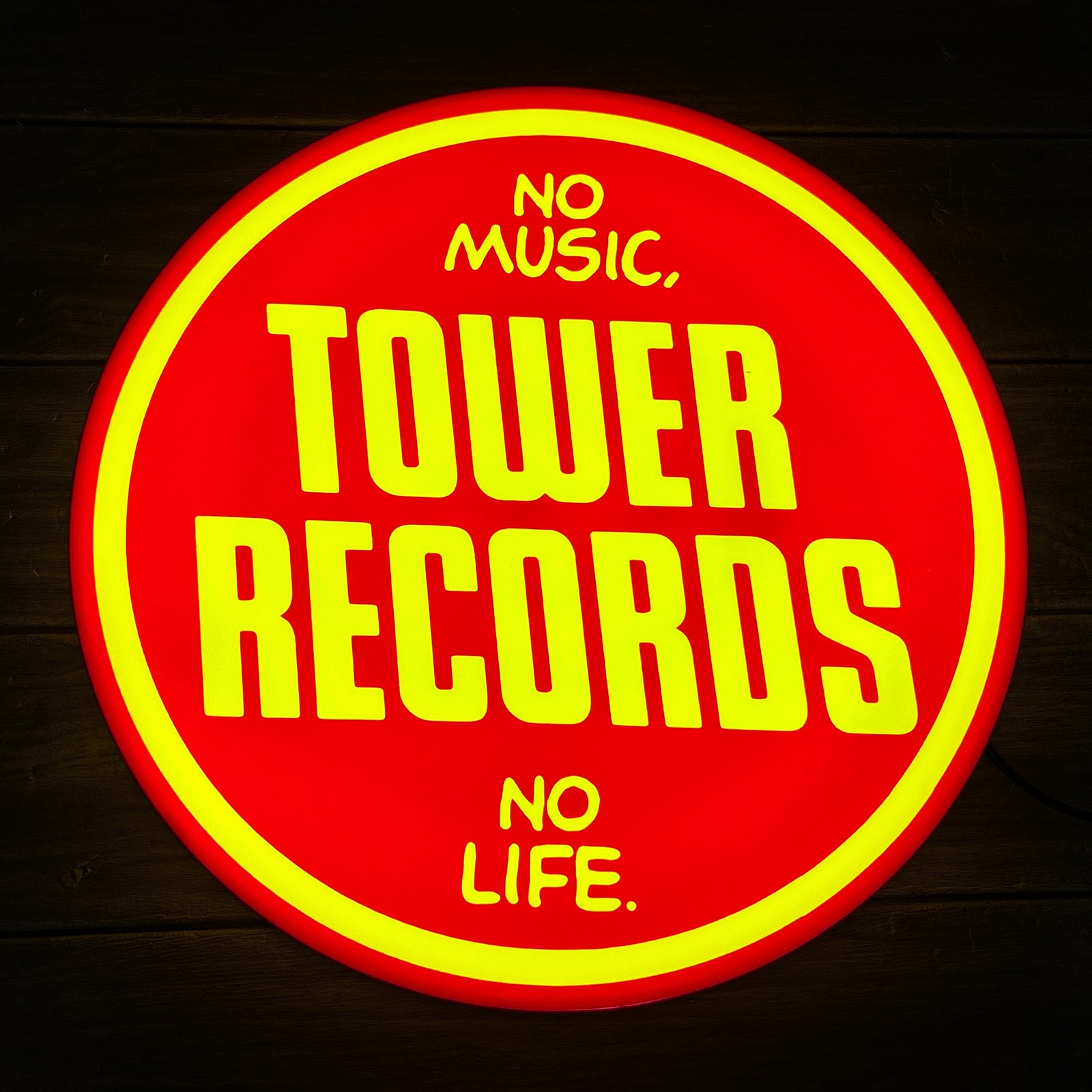 Tower Records LED Lightbox Pas de musique, pas de vie Vintage Records Store Panneau LED