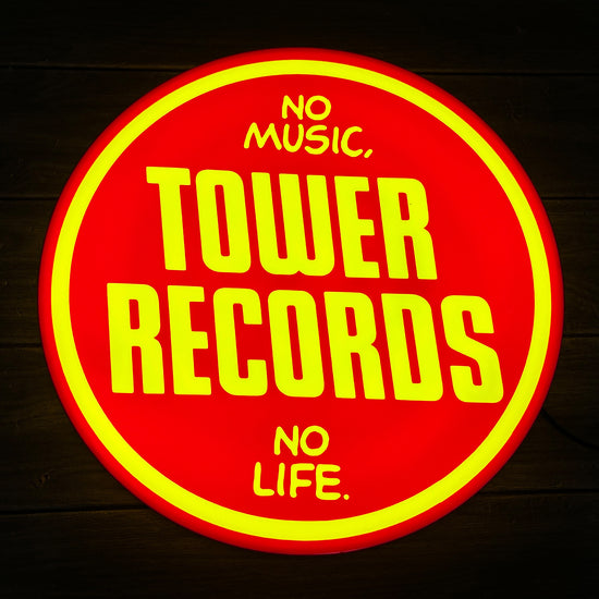 Tower Records LED Lightbox Pas de musique, pas de vie Vintage Records Store Panneau LED