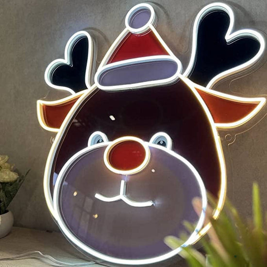 Christmas Reindeer LED Neon Sign 21 x 20 inches For Wall Hangings Indoor and Outdoor