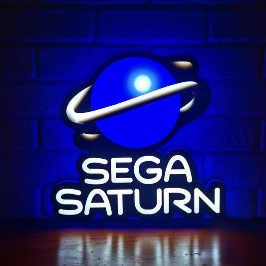SEGA Saturn Sign for Gaming Room Decor 3D Printed LED Lightbox with Extra Long - FYLZGO Signs