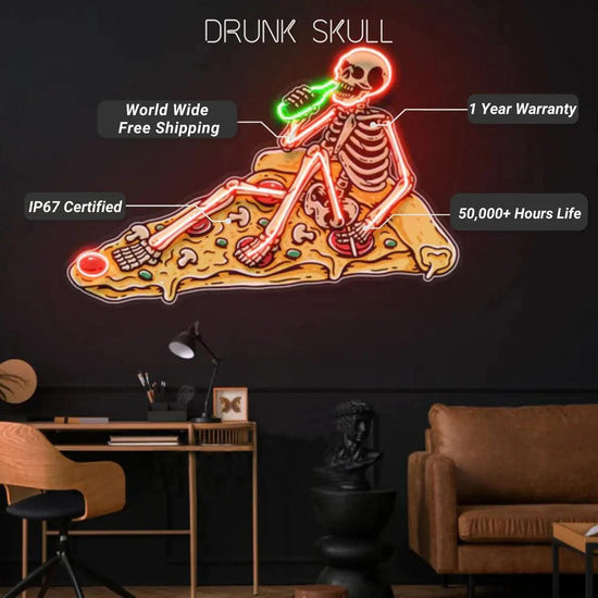 Drunk Skull UV Neon Signs UV Printed Neon Decor - FYLZGO Signs