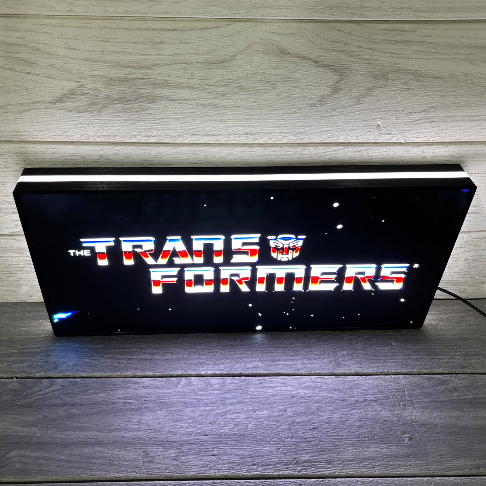 Transformers retro 3D printed LED light box logo wall art decorative fan cave