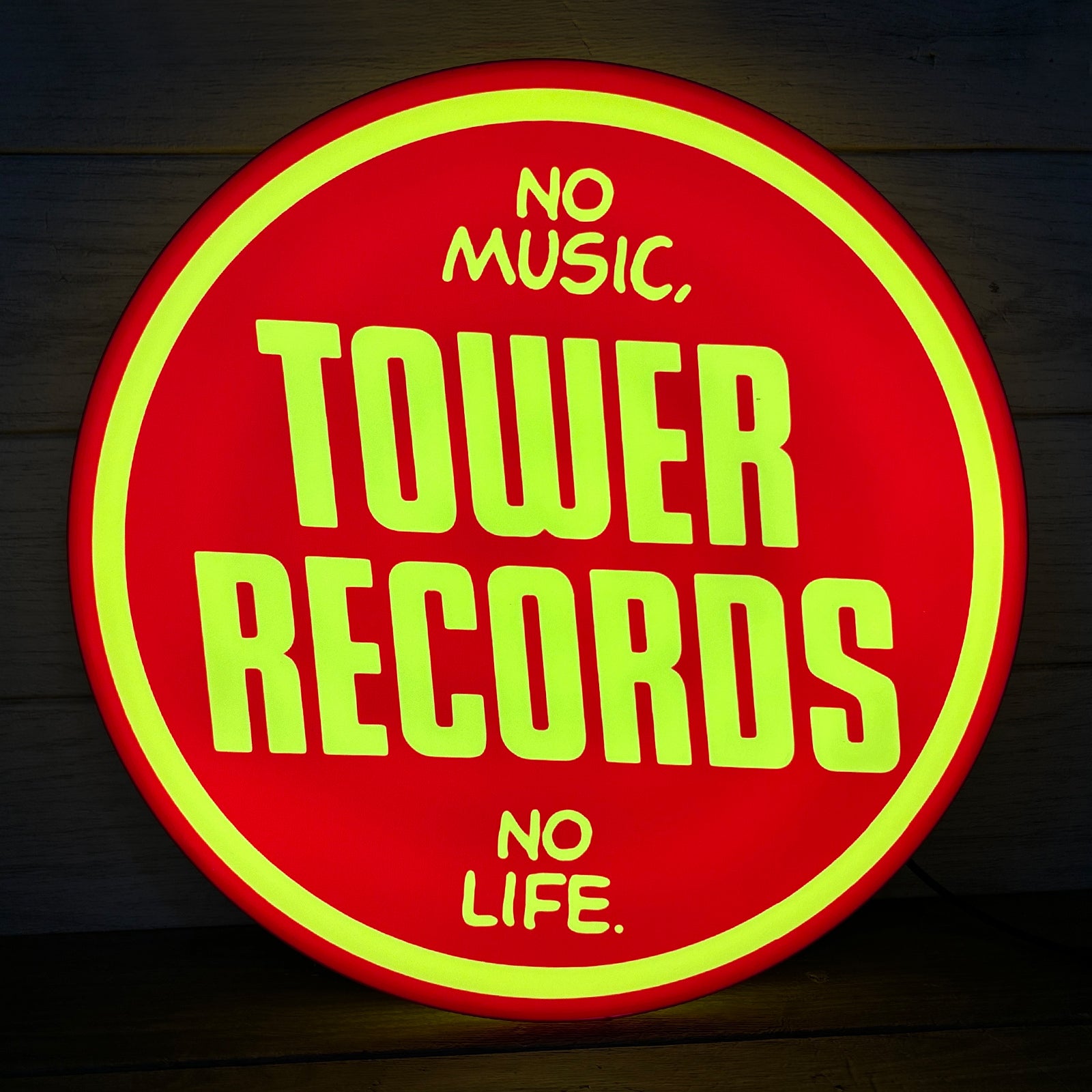 Tower Records LED Lightbox Pas de musique, pas de vie Vintage Records Store Panneau LED