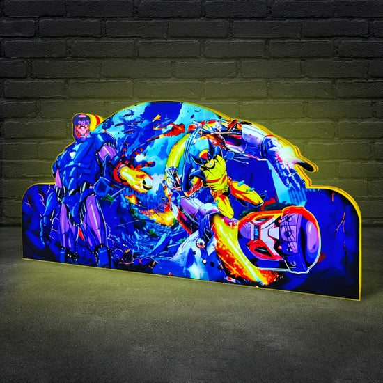 X-Men Pinball Topper 3D Pinted Lightbox, Wolverine vs. Sentinel LED Lightbox, For X-Men Pinball Arcade Game Fans, Game Rooom Decor