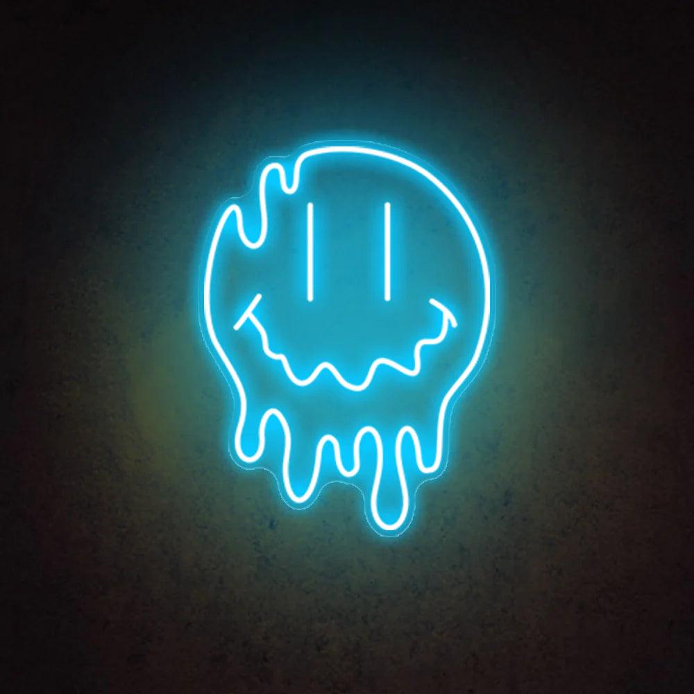 Melting Smiley Face Emoji Neon Sign Happy Face Led Art Neon Light - FYLZGO Signs