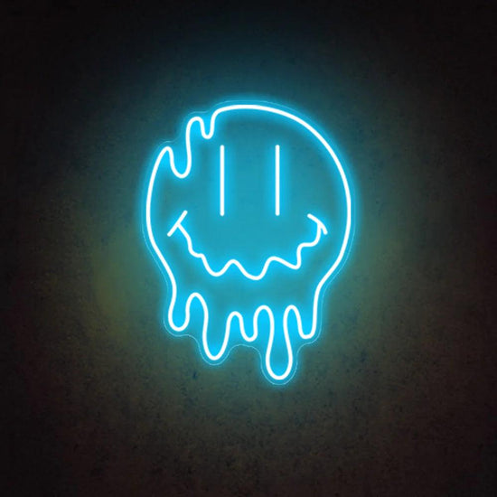 Melting Smiley Face Emoji Neon Sign Happy Face Led Art Neon Light - FYLZGO Signs