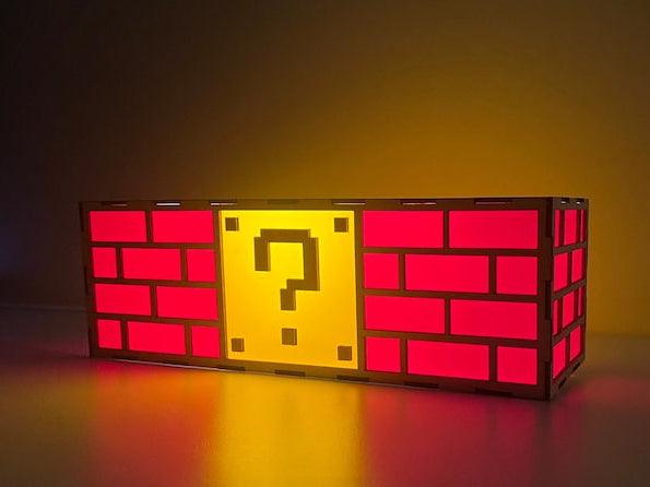 Hanging Question Mark Block Super Mario Brick Lamp Shade/Lamp Super Mario question mark lamp 3D lightbox - FYLZGO Signs