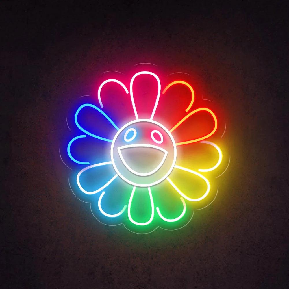 Takashi Murakami Flower Anime Neon Sign Sunflower Room Led Neon Light - FYLZGO Signs