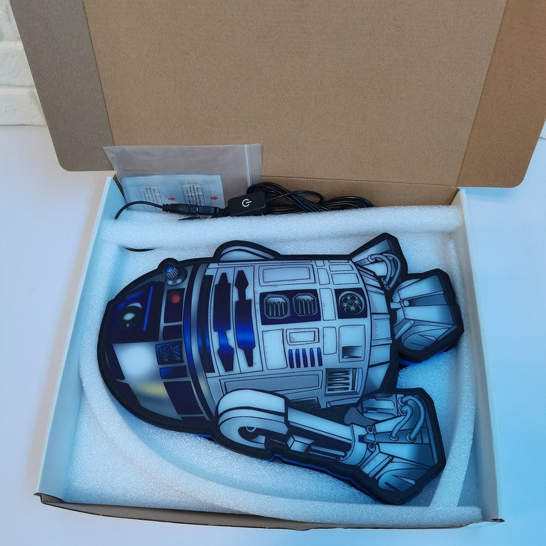 R2D2 Star Wars LED Lightbox, Made by 3D Printer, USB Powered and Full Dimmable, Star Wars Gifts for Woman and Man