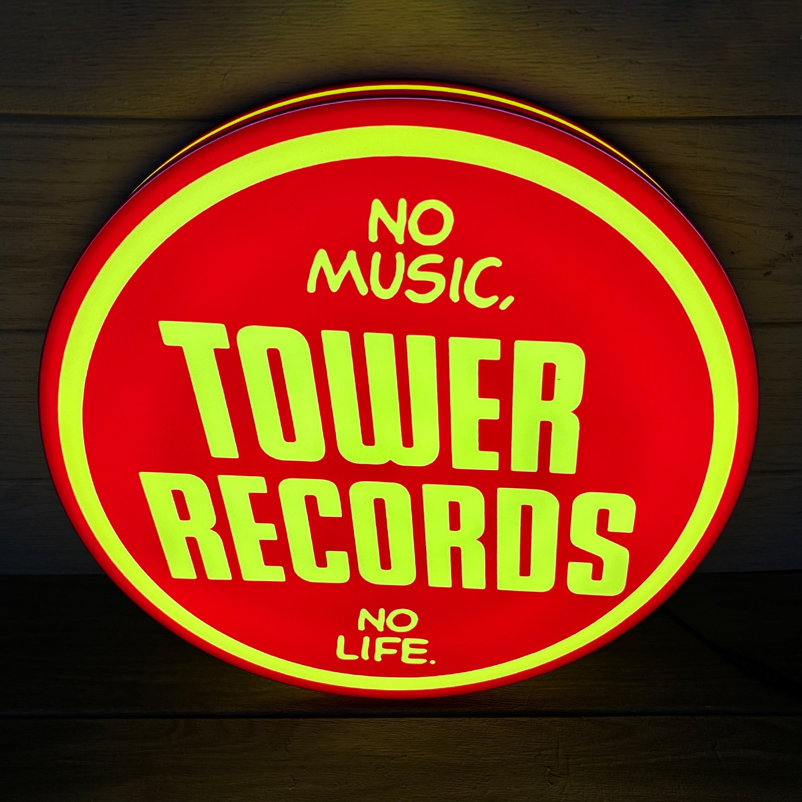 Tower Records LED Lightbox Pas de musique, pas de vie Vintage Records Store Panneau LED