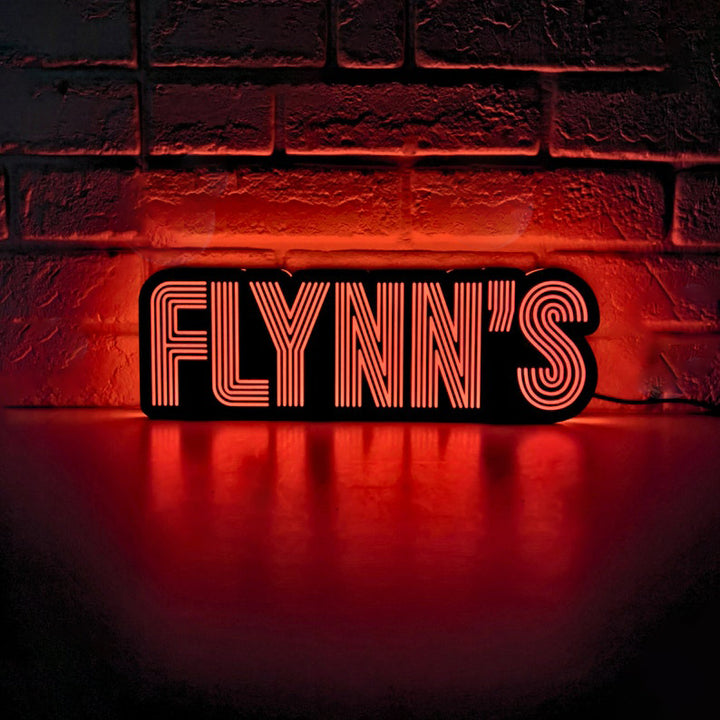 Flynn's Arcade LED Sign, Great Nostalgic Decoration, Fully Dimmable & Powered by USB