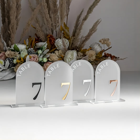 Frosted Acrylic Arch Table Numbers Frosted Acrylic Sign Wedding Table Decor