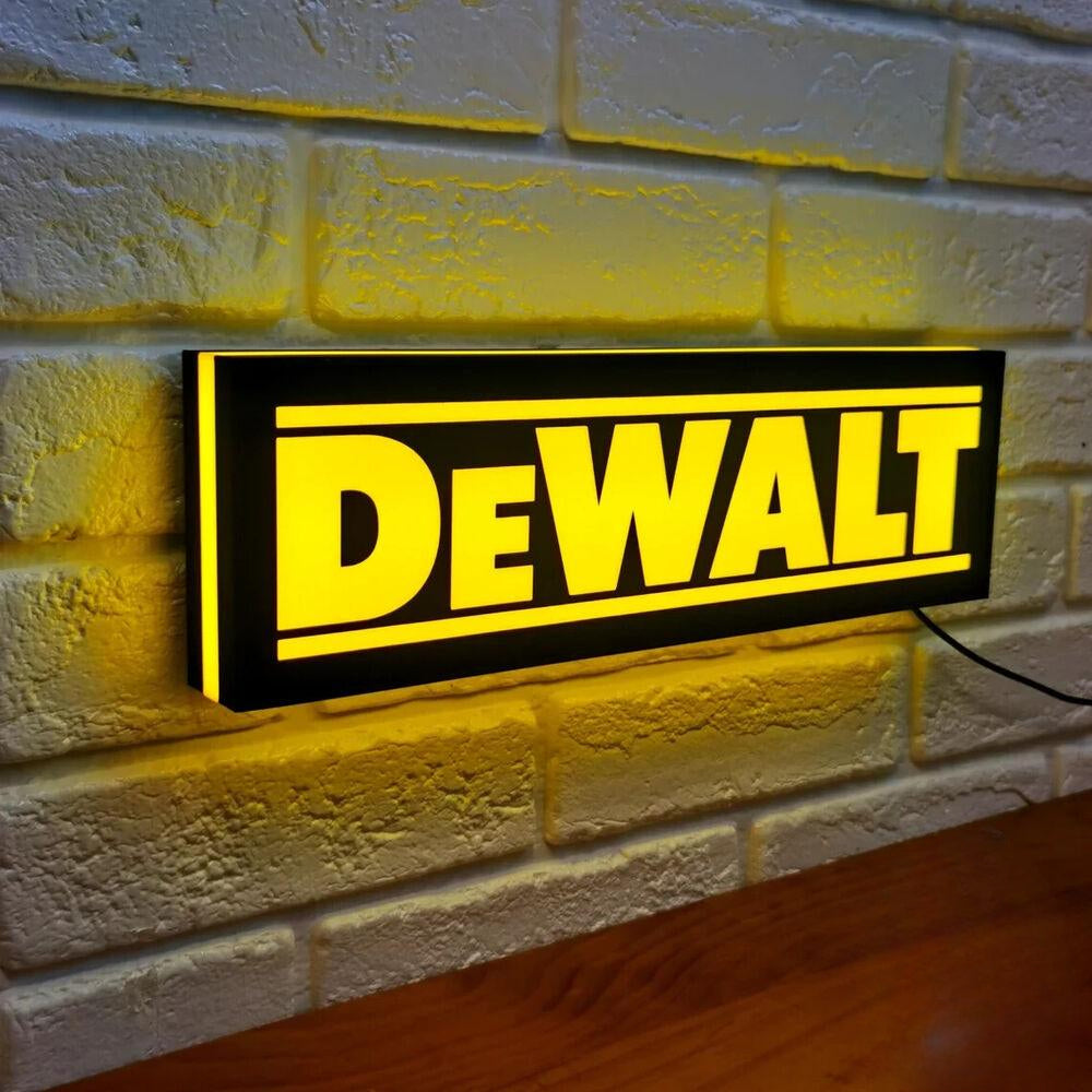 DeWalt Tool LED Lightbox Fully Dimmable & Powered by USB Different Sizes - FYLZGO Signs