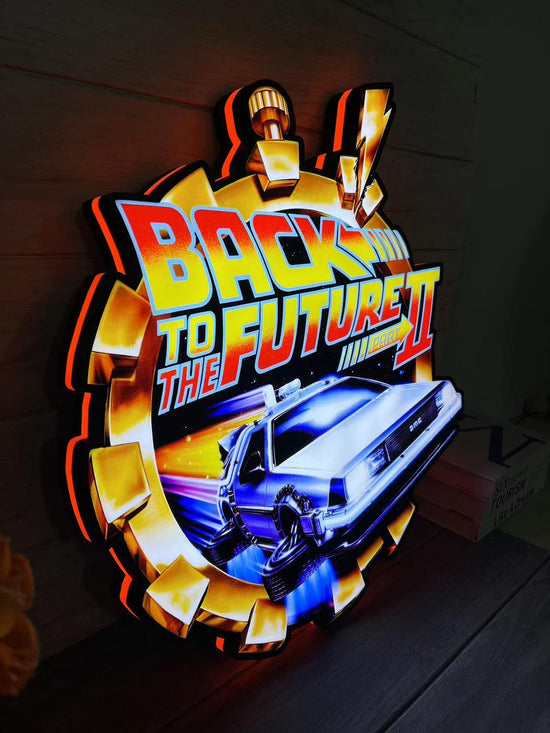 Classic Iconic SciFi Movie Logo Back To Future LED Neon Light Box, Classic Family Movie LED Lightbox, Functional Dimmer, 5V, USB Compatible - FYLZGO Signs