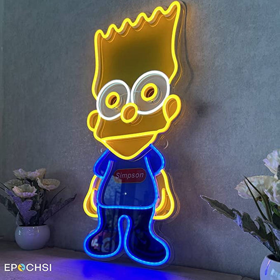 Simpson Neon LED Light-Up Sign  20 x 9 Inches Clear Edge Cut Acrylic Backing, with Dimmer - Bright and Premium built For Gaming and Kids Room Decor